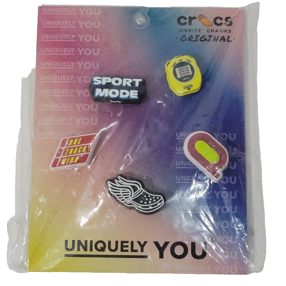Crocs Jibbitz Track & Field Shoe Charms 5 Pack‎ Set Sports Athletic School NEW